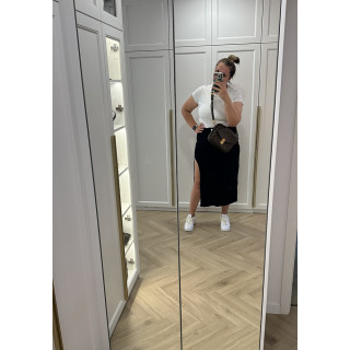 Spódnica jeansowa z rozcięciem- czarna plus size